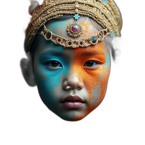 mask, crown, face, jewelry, photorealistic, oil painting, 3d render, fantasy art transparent PNG cut-out