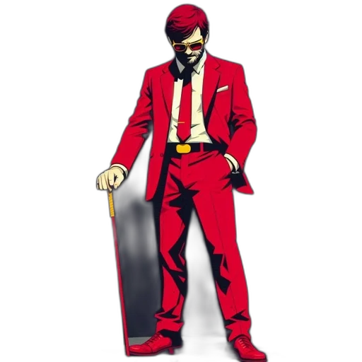 staff, concept art, comic book art, 3d render, pixel art, red, illustration, man transparent PNG cut-out