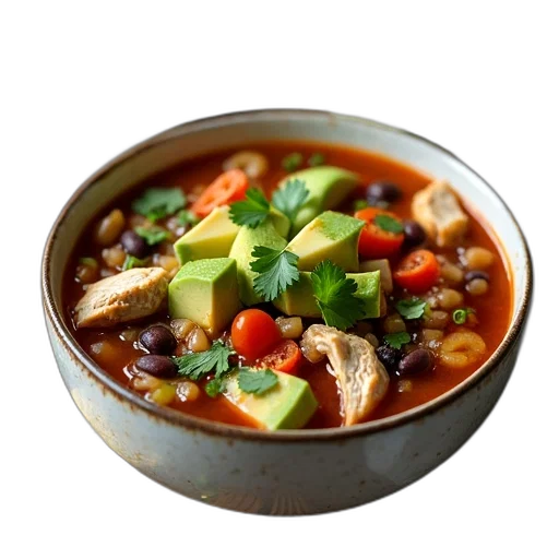 food, photorealistic, 3d render, bowl, soup, various, vegetables, meat transparent PNG cut-out