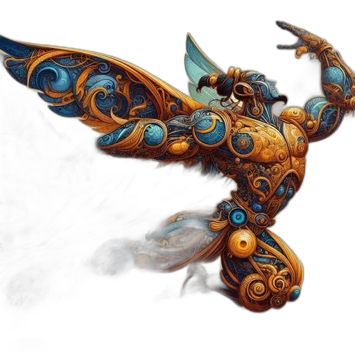 dragon, staff, weapon, fantasy art, concept art, golden, humanoid, figure transparent PNG cut-out