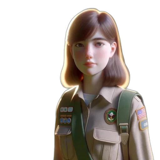 jacket, face, robot, staff, concept art, 3d render, photorealistic, fantasy art transparent PNG cut-out