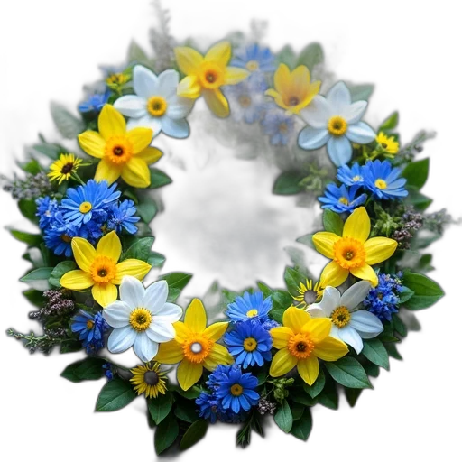 crown, flower, jewelry, staff, photorealistic, 3d render, blue, close-up transparent PNG cut-out