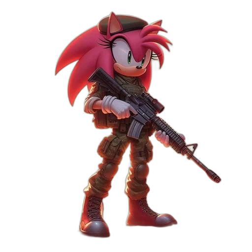 weapon, animal, staff, jacket, 3d render, concept art, pixel art, vaporwave transparent PNG cut-out