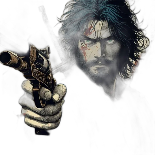 weapon, sword, concept art, comic book art, fantasy art, photorealistic, determined, male transparent PNG cut-out