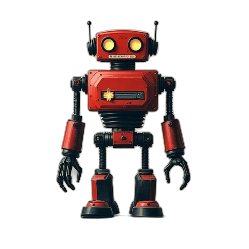 robot, weapon, animal, concept art, 3d render, pixel art, comic book art, red transparent PNG cut-out