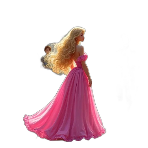 dress, jewelry, mask, hair, 3d render, fantasy art, concept art, photorealistic transparent PNG cut-out