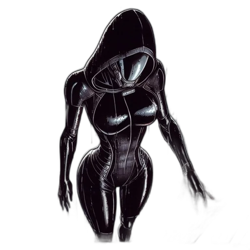 creature, robot, dress, mask, concept art, comic book art, fantasy art, cyberpunk transparent PNG cut-out