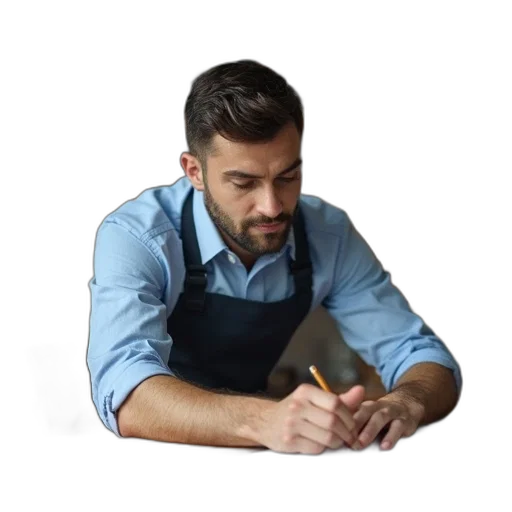 staff, food, jacket, face, photorealistic, concept art, 3d render, oil painting transparent PNG cut-out