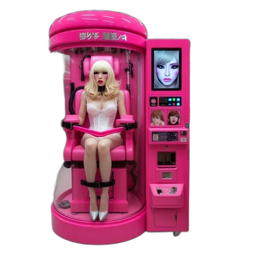 robot, furniture, cyberpunk, concept art, vaporwave, 3d render, neon lights, beauty transparent PNG cut-out