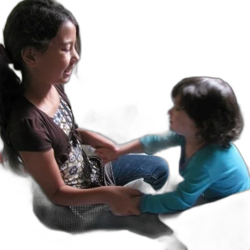 3d render, photorealistic, two, girls, sit, bed, one, brown transparent PNG cut-out