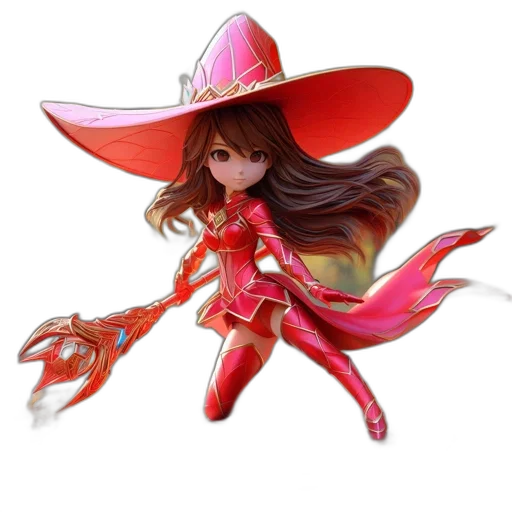 staff, hat, fantasy art, concept art, 3d render, pixel art, red, animated transparent PNG cut-out