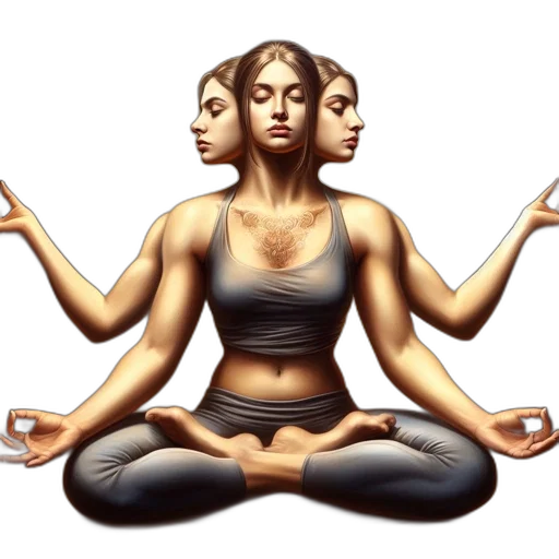 concept art, photorealistic, woman, meditative, posture, toned, body, wearing transparent PNG cut-out