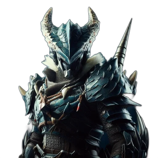 mask, dragon, weapon, sword, concept art, fantasy art, 3d render, armored transparent PNG cut-out