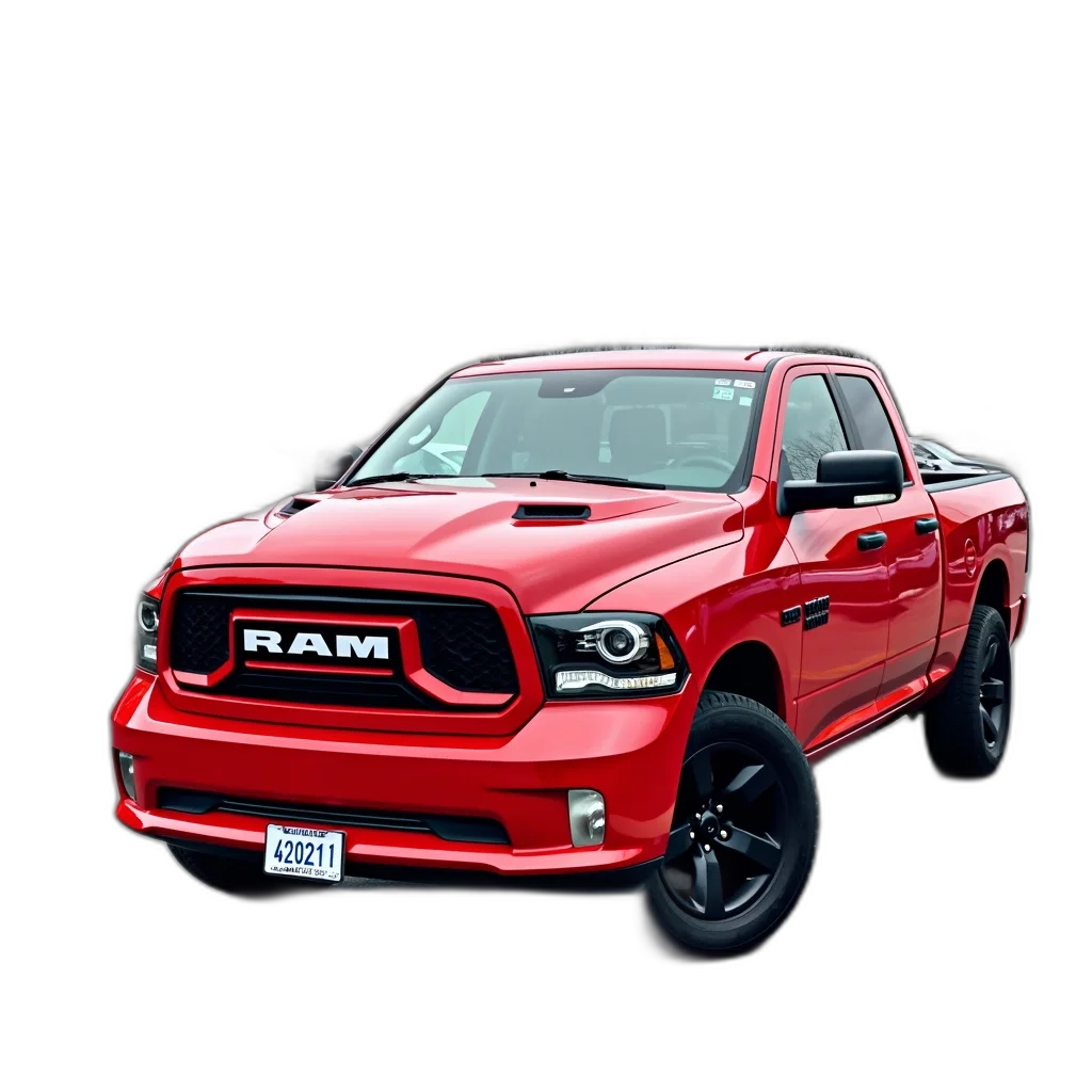 car, photorealistic, 3d render, red, pickup, truck, parked, parking transparent PNG cut-out