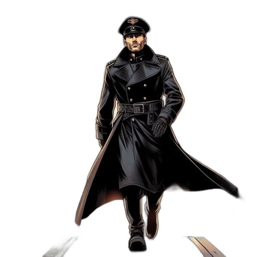 staff, jacket, weapon, concept art, comic book art, pixel art, cartoon, soldier transparent PNG cut-out