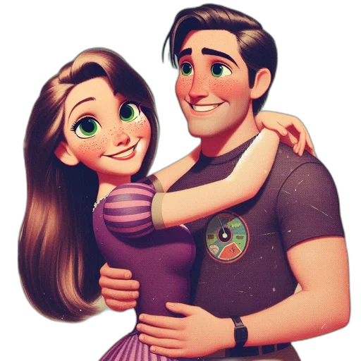 dress, cartoon, 3d render, photorealistic, concept art, animated, couple, one transparent PNG cut-out