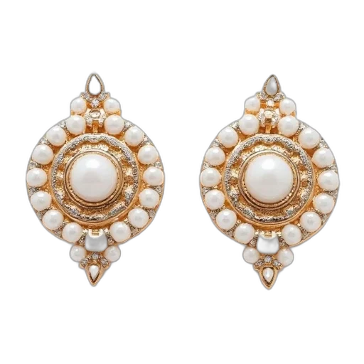 jewelry, pair, earrings, floral, design, featuring, central, circle transparent PNG cut-out