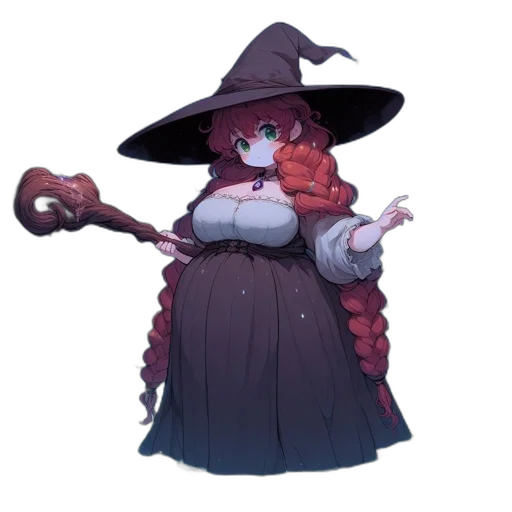 staff, hat, dress, weapon, concept art, fantasy art, pixel art, anime transparent PNG cut-out