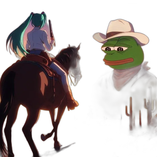 hat, animal, concept art, anime, vaporwave, fantasy art, green, pastel transparent PNG cut-out