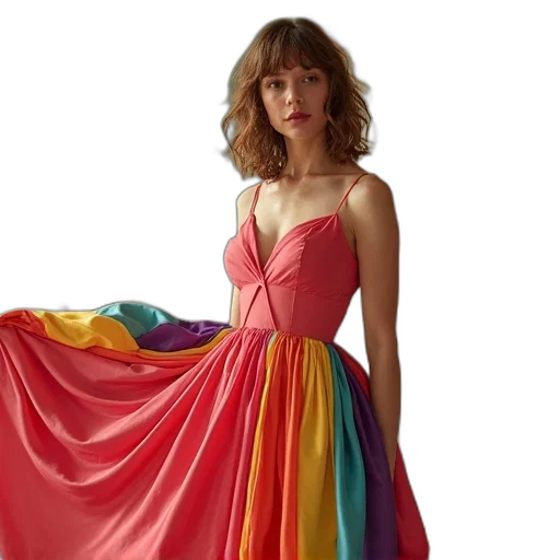dress, colorful, neon, actress transparent PNG cut-out