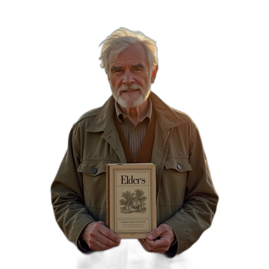 jacket, staff, person, stands, field, holding, book, titled transparent PNG cut-out