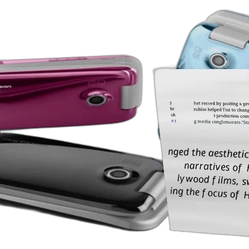 collage, three, cell, phones, pink, blue, black, colors transparent PNG cut-out