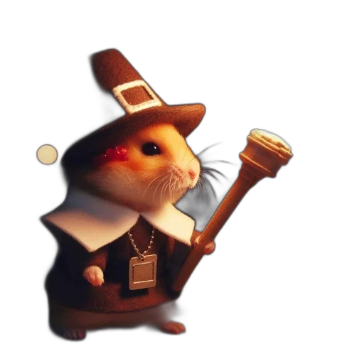 staff, hat, animal, weapon, concept art, 3d render, pixel art, fantasy art transparent PNG cut-out