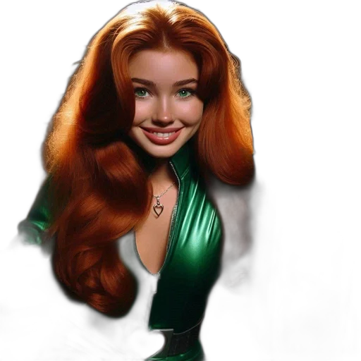 hair, dress, photorealistic, comic book art, cartoon, 3d render, woman, vibrant transparent PNG cut-out