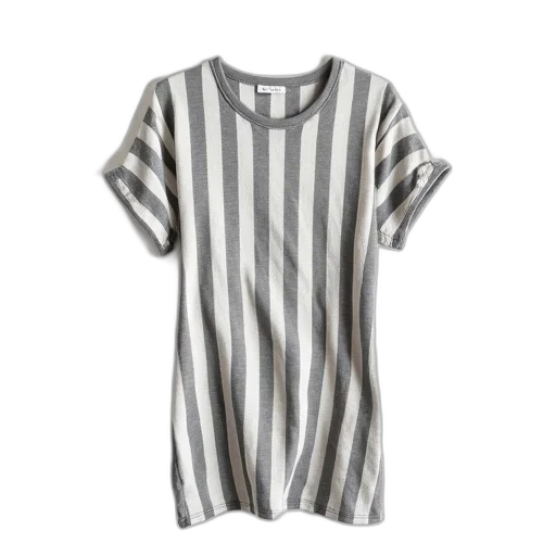 dress, monochrome, grey, white, striped, fabric, displayed, against transparent PNG cut-out