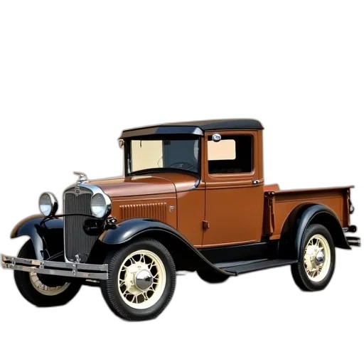 car, 3d render, photorealistic, vintage, brown, pickup, truck, parked transparent PNG cut-out