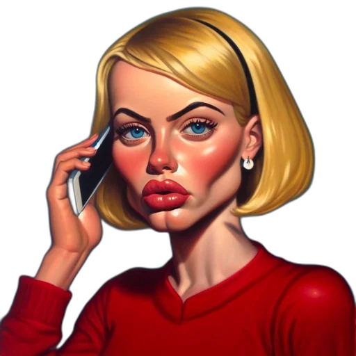 face, jewelry, oil painting, photorealistic, comic book art, cartoon, red, portrait transparent PNG cut-out
