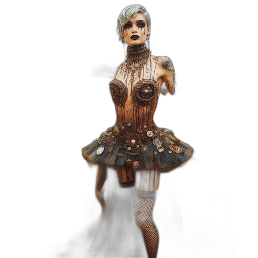 dress, creature, robot, fantasy art, concept art, 3d render, photorealistic, earth tones transparent PNG cut-out