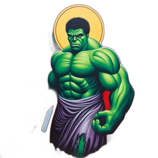 weapon, comic book art, pixel art, concept art, photorealistic, muscular, green-skinned, figure transparent PNG cut-out