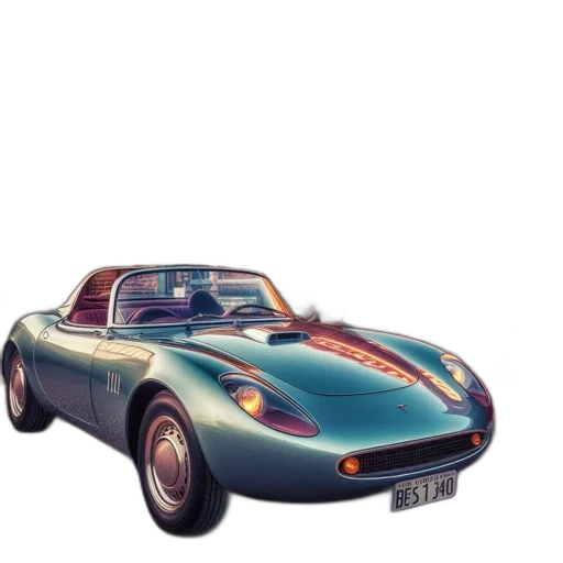 car, 3d render, photorealistic, concept art, vintage, scene, features, classic transparent PNG cut-out
