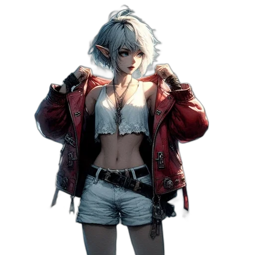 jacket, weapon, concept art, cyberpunk, fantasy art, pixel art, red, monochrome transparent PNG cut-out