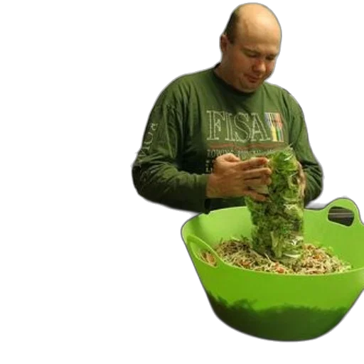 staff, green, man, shirt, word, fisa, preparing, food transparent PNG cut-out
