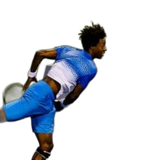 tennis, player, blue, white, outfit, captured, mid-action, court transparent PNG cut-out