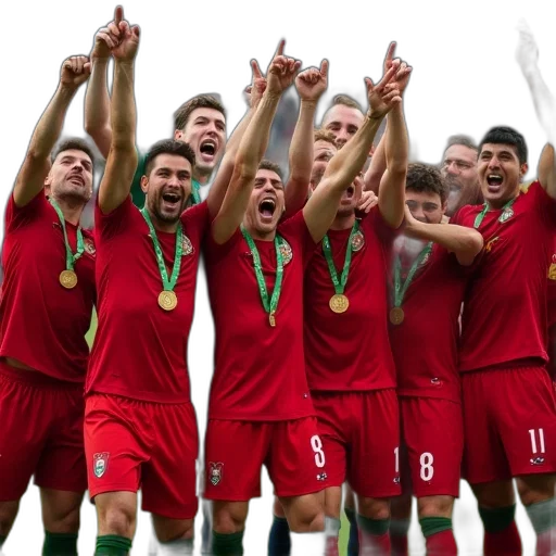 portuguese, team, celebrates, after, taking, euro, championship, title transparent PNG cut-out