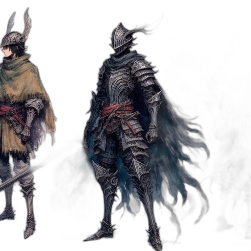 sword, mask, concept art, fantasy art, comic book art, watercolor, dark, monochrome transparent PNG cut-out