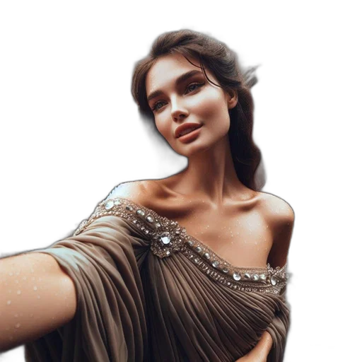 dress, jewelry, crown, photorealistic, fantasy art, 3d render, pixel art, earth tones transparent PNG cut-out