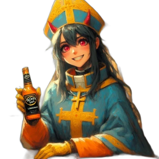 bottle, crown, weapon, robot, anime, pixel art, concept art, fantasy art transparent PNG cut-out