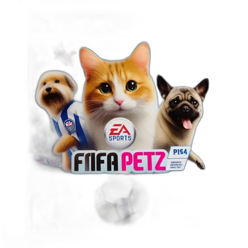 concept art, photorealistic, pixel art, 3d render, fifa, petz, ps4, cover transparent PNG cut-out