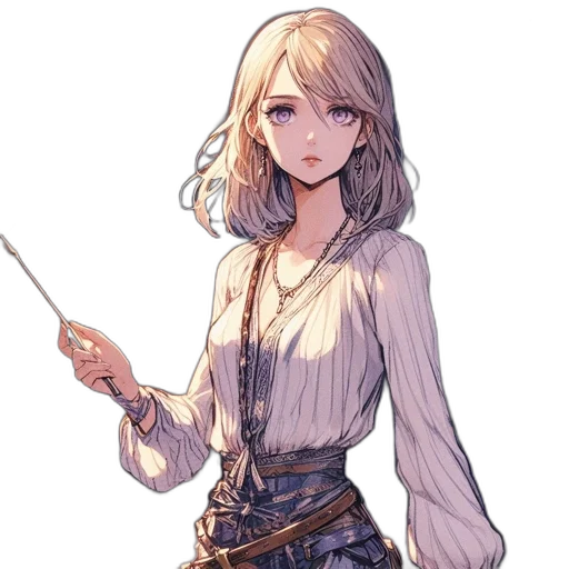 staff, sword, dress, weapon, fantasy art, concept art, pixel art, anime transparent PNG cut-out