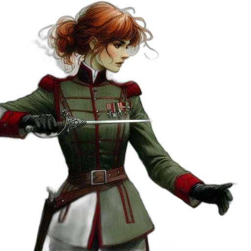 jacket, staff, concept art, fantasy art, photorealistic, comic book art, red, green transparent PNG cut-out