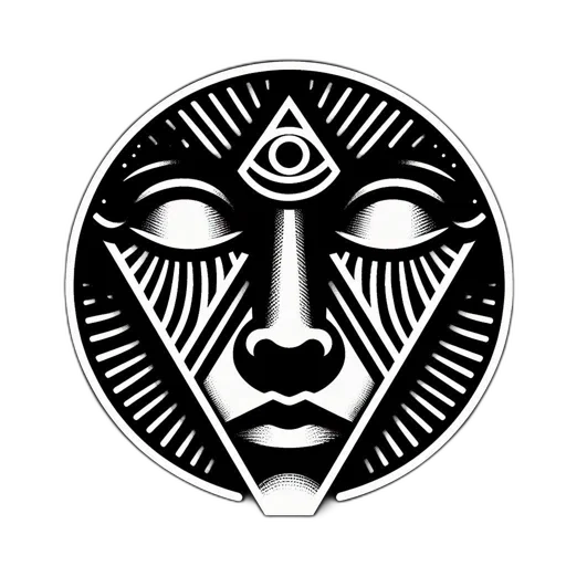 mask, face, jewelry, image, stylized, monochromatic, depiction, within transparent PNG cut-out