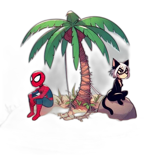 concept art, pixel art, comic book art, 3d render, two, cartoon, characters, reside transparent PNG cut-out