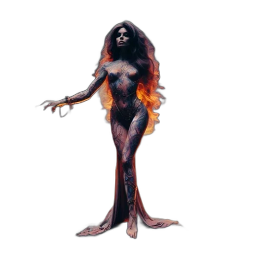 creature, hair, staff, dress, concept art, fantasy art, 3d render, pixel art transparent PNG cut-out