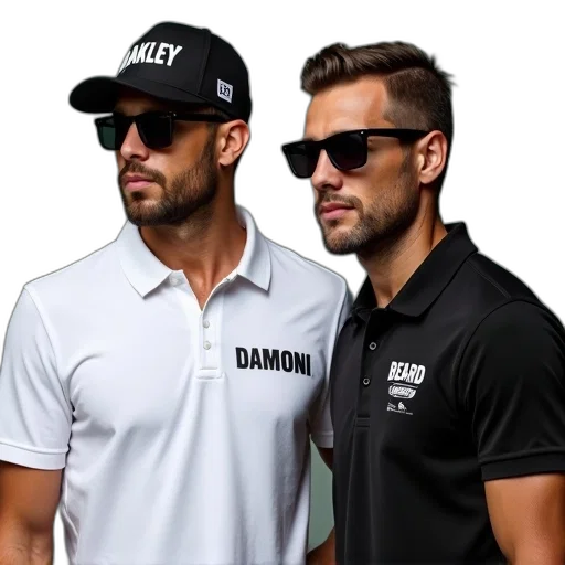 man, wearing, white, polo, shirt, logo, damoni, black transparent PNG cut-out