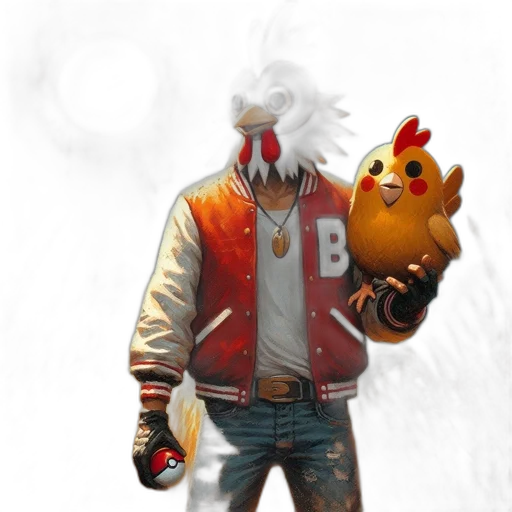 jacket, mask, animal, weapon, concept art, pixel art, 3d render, fantasy art transparent PNG cut-out