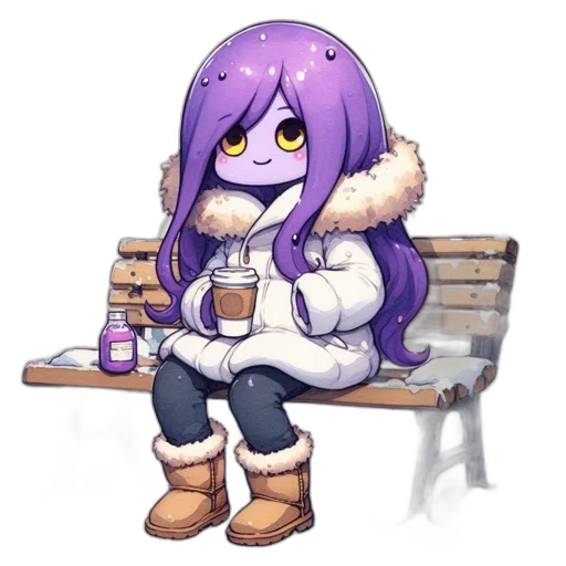 jacket, creature, bottle, robot, pixel art, concept art, anime, watercolor transparent PNG cut-out